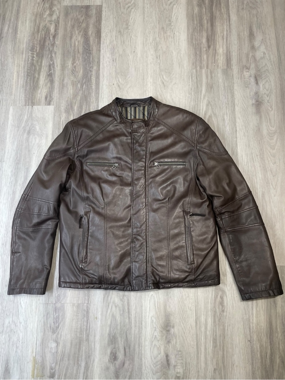 Danier Dark Brown Calf Leather Bomber Jacket Size L